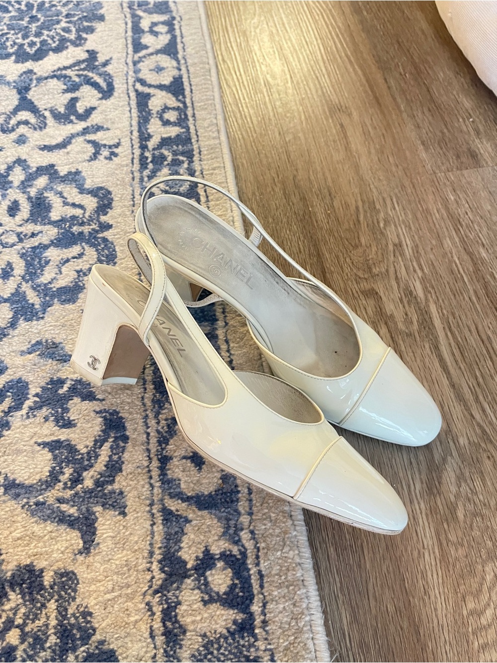 Chanel patent leather slingbacks